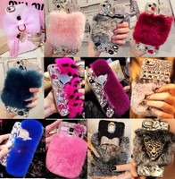 Handmade Luxury Bling Diamond Rabbit Fur Case Cover for Samsung S21+ S20 Note 20