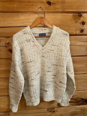 Vintage Pendleton Wool Cable Knit Crew Neck Sweater Size L USA Ivory/Cream EUC - Image 1 of 4