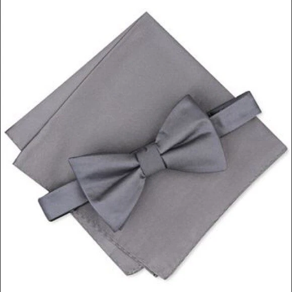 Alfani CHARCOAL GRAY Men's Pre-tied Bow Tie and Pocket Square, US One Size - Image 1 of 4