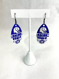 NFL Indianapolis Colts Team Logo Vintage Teardrop Spinner Hook Earrings - Picture 1 of 1