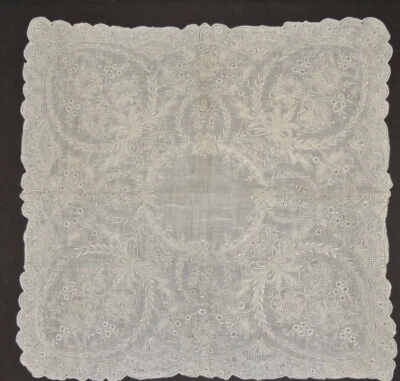 Pañuelo de boda vintage elegante bordado suizo Appenzell Whitework Foto 1 de 4