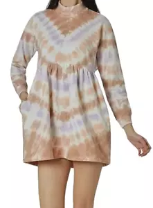 ULTRA FLIRT Women's Tie Dye, Long Sleeve Mini Dress, Peach Stripe, XS, New - Picture 1 of 9