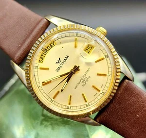 Vintage WALTHAM Presidential 1980's Quartz Day & Date Retro Men's Watch !! - Picture 1 of 2