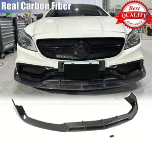 Per Mercedes Benz W218 CLS63 S 2015-2017 Divisori labbro paraurti anteriore in vero carbonio - Foto 1 di 14