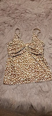 Antonio Melani Women's Tan Polyamide Animal Print Tankini Swimwear Top Size XL - Image 1 of 4