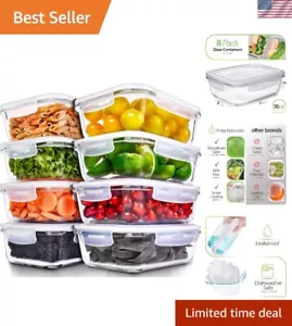 Eco-Friendly 8 Pack Glass Meal Prep Containers – Microwave, Oven & Freezer Safe - Picture 1 of 9