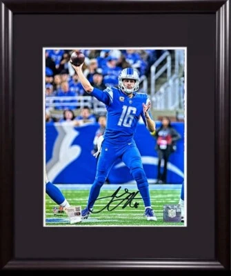 Jared Goff 8x10 Framed Action Photo Detroit Lions Mint Autograph Fanatics COA - Image 1 of 4