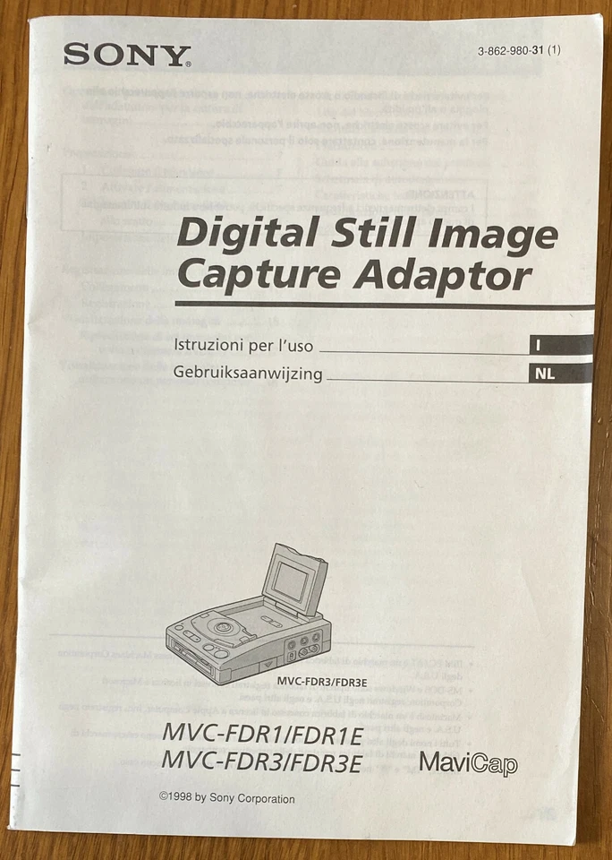 Manuale istruzioni per SONY MVC-FDR1 / MVC-FDR3 MaviCap, in ITALIANO e Olandese - Immagine 1 di 1