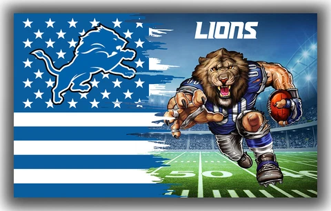 Detroit Lions Football Team Mascot Flag 90x150cm 3x5ft Fan Best Banner Cover