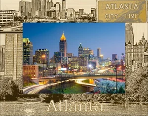 Atlanta Georgia Laser Engraved Wood Picture Frame Landscape (8 x 10) - Imagen 1 de 2