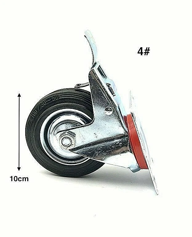 x Rotella Ruota con staffa 4# Girevole Freno Pedale Cuscinetti Carrello Hmj - Immagine 1 di 1