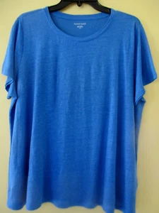 EILEEN FISHER CREW NECK S/SLVES TEE 100% ORGANIC LINEN KNIT CALYPSO BLUE NEW - Picture 1 of 12
