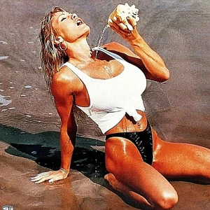 WWF Wrestling Official Photo Sable Swimsuit Beach Shell Norman James Seal 8 x 10 - Picture 1 of 5