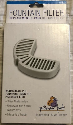 Paquete de 3 filtros de repuesto para fuentes de agua para mascotas Pioneer Pet mantiene el agua fresca Foto 1 de 3