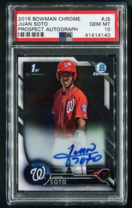 2016 BOWMAN CHROME JUAN SOTO PROSPECTS ROOKIE RC AUTO AUTOGRAPH PSA 10 GEM MINT