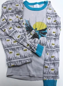 Boys Hanna Andersson Org Cotton Long Johns Batman Gotham City Grey 160/14-16 - Picture 1 of 3