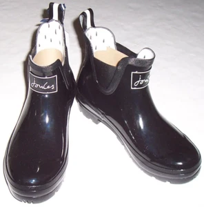 Neu mit Etikett Joules GLÄNZEND SCHWARZ glänzend Wellibob Gummistiefel Regenstiefel Damen 7 LIEBLING - Bild 1 von 9