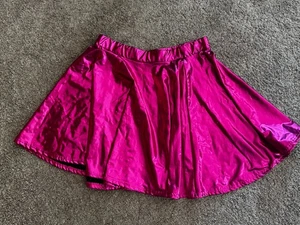 Hot Pink XL Mini Aline Skirt Faux Shiney Patent Leather Look Skater Fairy Goth - Foto 1 di 10