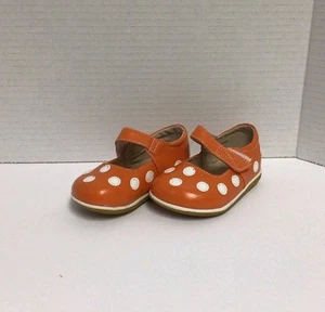 PUDDLE JUMPER SHOES Infant Toddler Size 3 Orange White Polka Dots Adjustable - Picture 1 of 6
