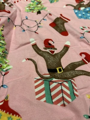 New Nick & Nora Flannel Pajama Pants Sock Monkey Christmas Holiday Pink Sz XXL - Image 1 of 4