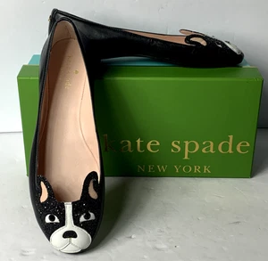 Ballerine Kate Spade Winthrop nere bianche Boston Terrier francesi taglia 8 M - Foto 1 di 16