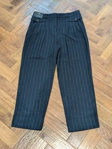 NEW Next Tailoring Ladies Navy Striped Tapered Leg Cropped Trousers Sz 10R - Picture 1 of 8