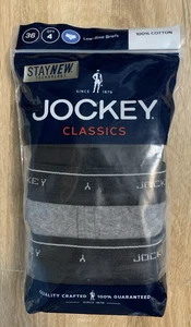 Paquete de 4 calzoncillos Jockey para hombre 36" clásicos de tiro bajo gris ropa interior delantera en Y NUEVO - Imagen 1 de 2