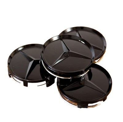 4 x set Glossy Black Wheel Center Hub Caps Cover for Mercedes-Benz Logo 75 mm Foto 1 de 4