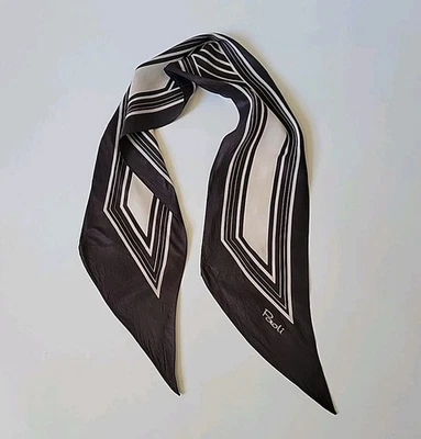 Paoli Bufanda Firmada Chocolate Marrón Crema Rayas Italiano Mod Preppy Retro De Colección Foto 1 de 4