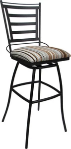 Aluminum Outdoor Extra Tall Bar Stool 34" Jenna NO Arm-Drift Nutmeg Fabric-Black - Picture 1 of 4