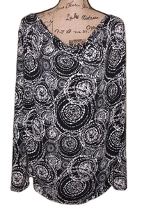 Lane Bryant - Black Abstract Swirl Print Drape Neck Tunic - Women's Size 18/20 - Picture 1 of 3