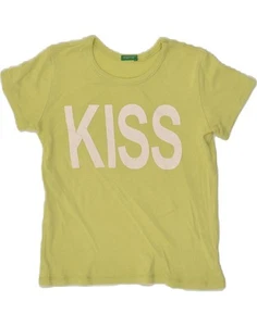 BENETTON Girls Graphic T-Shirt Top 6-7 Years Green AY16 - Picture 1 of 2