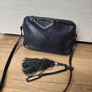 Bolso de Hombro Saint Laurent Cuero Negro con Flecos Usado Elegante con Cremallera - Imagen 1 de 17
