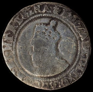 1572 Sixpence, 6d, Elizabeth I Hammered, Ermine, S-2562, F Details - Picture 1 of 3
