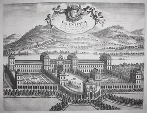 Torino Turin Castelo del Valentino Italia veduta incisione engraving Blaeu 1726 - Bild 1 von 1