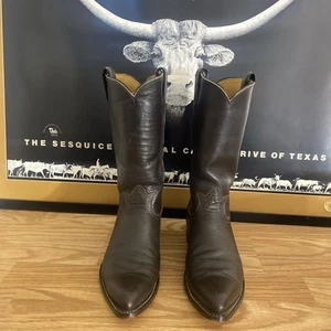 Vintage Tony Lama Water Buffalo Cowboy Boots  Brown Leather Gold Label Mens 8 - Bild 1 von 21