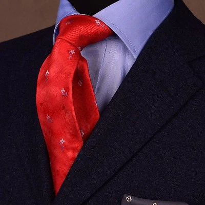 Corbata de 3 pulgadas Red Hot Roses y clavel floral elegante oputulenta rica y lujosa Foto 1 de 4