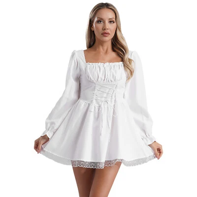 Fantasia feminina renascentista Halloween princesa medieval vestido chemise role play - Imagem 1 de 2