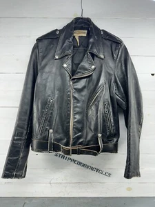 Harley Motorcycle Vintage Leather Black Jacket 60s era Knucklehead Panhead - Picture 1 of 20