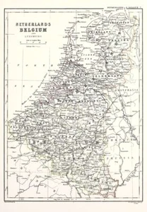 Vintage Map of Netherlands and Belgium Antique Repro Wall Art Print A3 A4 - Picture 1 of 5