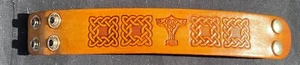 LEATHER CUFF BRACELET, CELTIC DESIGN THOR'S HAMMER, NEW, ARTISAN MADE - Picture 1 of 1
