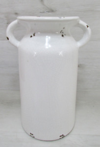 Milk Jug Jar Vase ceramic Handles Distressed 10" Country Farmhouse Style Decor