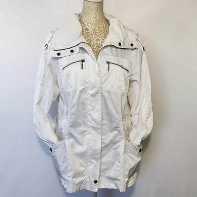 Jaqueta utilitária Chico's Zenergy branca tamanho 2/12-L bolso com zíper completo náilon externa - Imagem 1 de 4