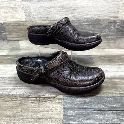 Dankso Clog Women's EU 38 US 7.5-8 Brown Leather Floral Nursing Clog Slip On - Image 1 of 4