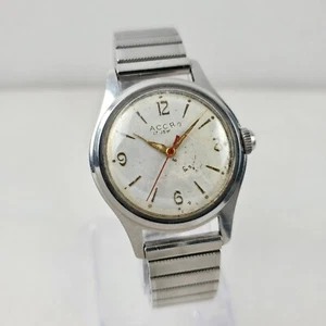 RARE VINTAGE ACCRO 17 JEWELS MECHANICAL HANDWIND WATERPROOF MEN'S WATCH AS IS - Picture 1 of 10