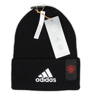 Manchester Utd Official Adidas Black Beanie Hat Size S Adult Kid's UK Seller
