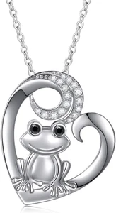 S925 Sterling Silver Frog Heart Necklace Ring Bracelet Earrings Jewelry Set for - Picture 1 of 8