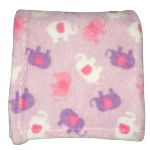 Pink Purple White Elephant Baby Girl Fleece Blanket Lovey RN 123745 ? Soft 28x36 - Picture 1 of 3