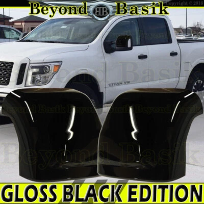 For 2016-2024 Nissan Titan XD TOWING Mirror COVERS Overlays w/TSH GLOSS BLACK - Изображение 1 из 4