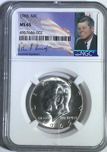1965 NGC MS65 Silver Kennedy Half Dollar JFK Coin Signature 50c Business Strike - Picture 1 of 3